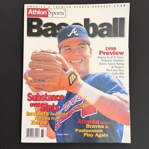 Vintage Athlon Sports 1998 Baseball Preview magazine featuring Chipper Jones
